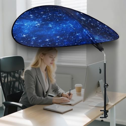 Large Size 52''Office Cubicle Shade Cubicle Desk LightShield to Block Anti-Glare Cover Light Sensitive Professionals Cubicle Light Quick Install Shading LightShade with Clamp(Patent Pending)