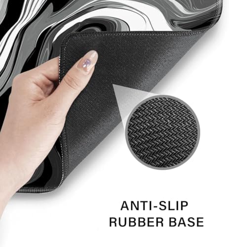 Desk Pad and Keyboard Wrist Rest, Large Mouse Pad + Keyboard Pad+Mouse Wrist Support, Non-Slip Desk Mat Protector for Office, Home 31.5×11.8 Inches Black & White Abstraction