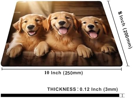 Cute Dog Mouse Pad,Three Adorable Golden Retrievers Healing Smiles That Blend Seamlessly with The Warmth of a Lazy Afternoon Sun Mouse Pad, Non-Slip Rubber Base Mousepad Waterproof for Kids Desk Pad