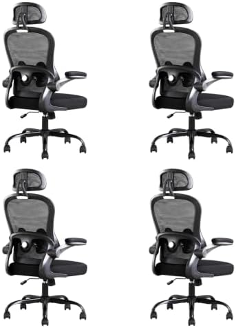 4 Pack Ergonomic Office Chair,Ultra Thick Spring Cushion Desk Chair,Black