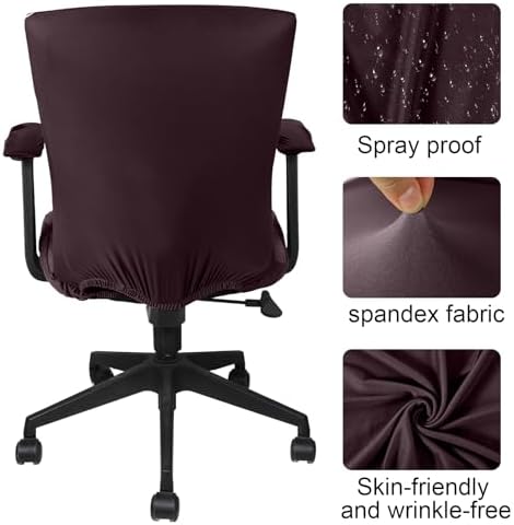 Tallew 4 Pcs Office Chair Covers Set Computer Universal Protective Stretchable Chair Seat Covers Desk Armrest Cover Slipcovers Pads Office Cushion Backrest for Rotating(Regular,Coffee)