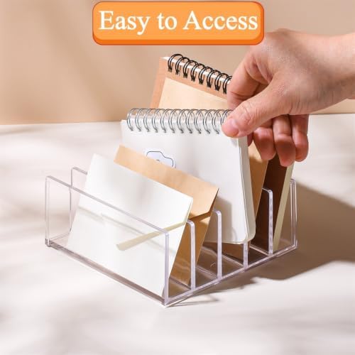 Acrylic Mail Organizer, Mail Holder, 5 Slots Letter Holder, Clear Mail Organizer Countertop, Bill Money Organizer for Business Card, Cash, Envelope, Small File Holders