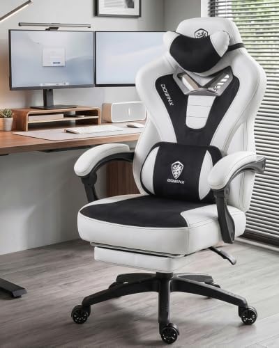 Dowinx Big and Tall Gaming Chair for Adults with Footrest, Massage Lumbar