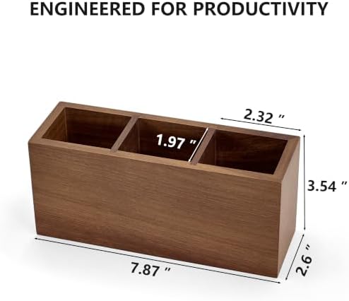 Walnut Wood Pen Holder for Desk with 3 Slots (Walnut Wood)