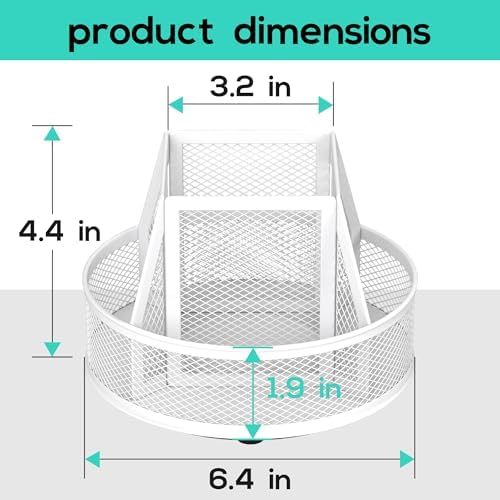 YINGHUA 360°Rotating Mesh Desk Organizer & Pen Holder - White