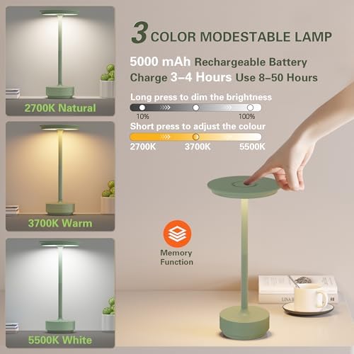 Cordless Rechargeable Table Lamps,Portable Battery Desk Lamp