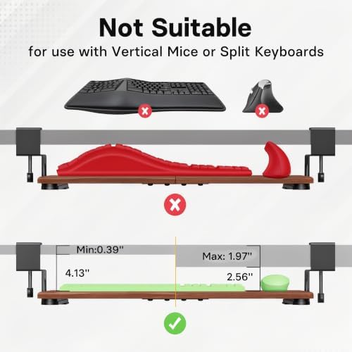BONTEC Under Desk Keyboard Tray, Pull-Out Keyboard & Mouse Platform