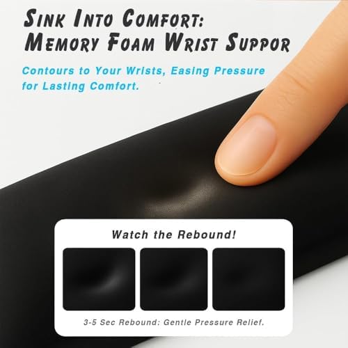 Ergonomic Wrist Rest Set for Keyboard and Mouse | Cooling Gel & Slow-Rebound Memory Foam Palm Support Pad | Luxe Leather, Minimalist, Non-Slip PU Base for Office, Laptop & Gaming (05Brwon)