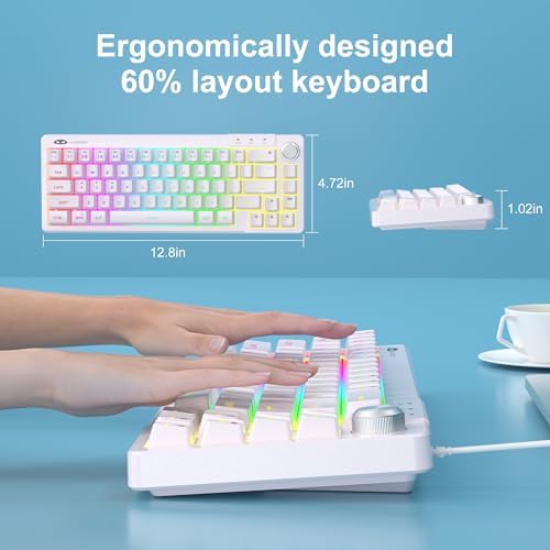 MageGee Mini 60% Gaming Keyboard, RGB Backlit Ultra-Compact Keyboard, TS68 Ergonomic Waterproof Mechanical Feeling Office Computer Keyboards for PC, MAC, PS4, Xbox ONE Gamer