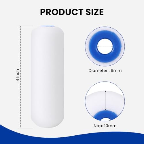 Mister Rui 4 Inch Foam Paint Roller Covers, 10-Pack for Cabinets & Doors