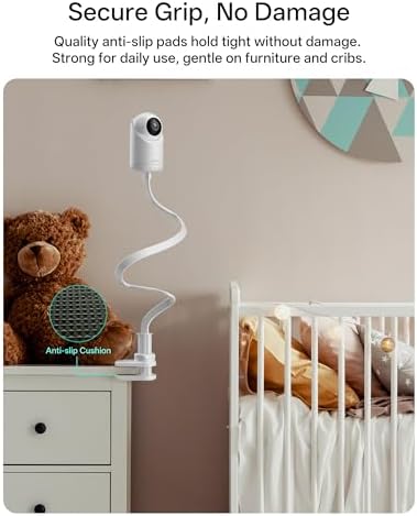 Jartoo Baby Monitor Mount Compatible with HelloBaby HB65/HB40/HB6560/HB6339/HB6550 Pro, Infant Optics, Momcozy, Nanit, VAVA, 16.9" Flexible Crib Clip Mount Long Gooseneck Arm, No Tools or Wall Damage