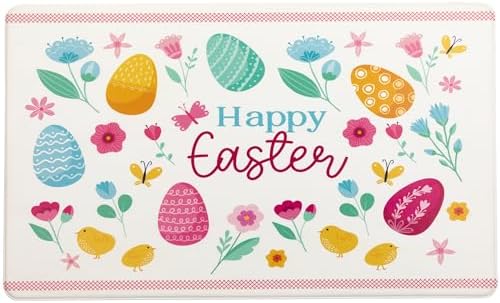 Northlight 29" Pastel Eggs and Chicks Happy Easter Kitchen Comfort Mat