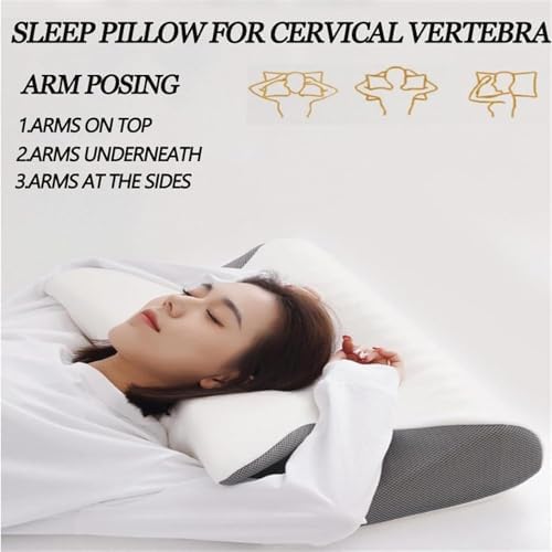 Cervical Pillow, Ergonomic Sleep Pillows, Cervical Neck Traction Pillows, CervicalPillow for Neck Pain Relief, Side Sleeper Pillows with CervicalNeck Support (White)