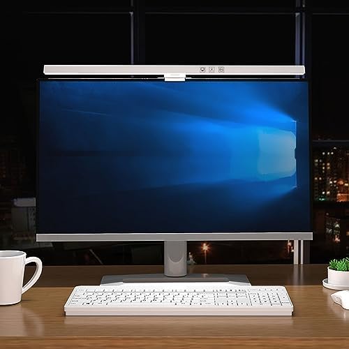 Pomya LED Computer Monitor Lamp, Computer Monitor Light Bar 3 Color Temperature ABS for Home (White)