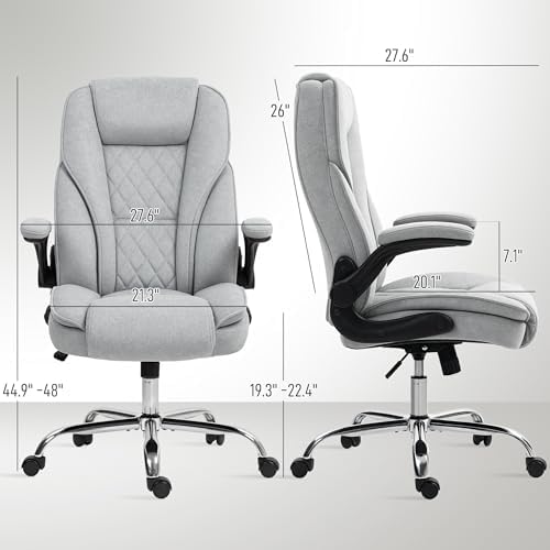 Velvet Home Office Desk Chair, High Back Executive Swivel Chair, Gray
