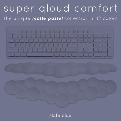 Cloud Keyboard Wrist Rest – Create-ables Qloud Cloud Wrist Rest for Computer Keyboard and Mouse, Ergonomic Memory Foam Wrist Pad with Non-Slip Base, Includes Cloud Mouse Pad – Slate Blue