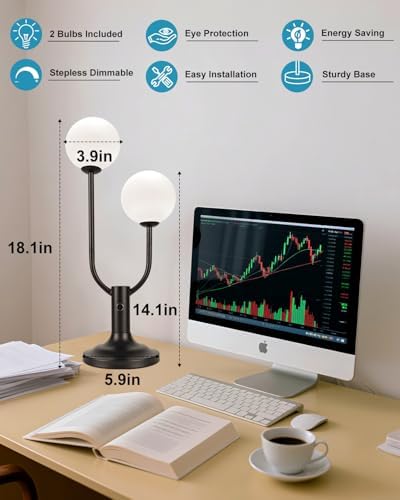 Lightdot Black Globe Table Lamp for Bedroom Gift G9 Bulbs Included Dimmable