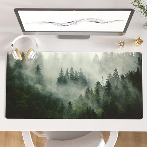 QIYI PU Leather Large Mouse Pad, Waterproof Desk Mat, 31.5" x 15.7", Forest