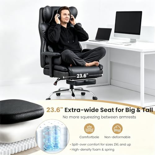 Big & Tall Office Chair 400 lbs, Gaming Chair 23" Wide Seat