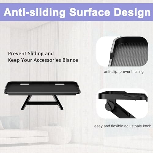 TETVIK TV Top Shelf Screen Adjustable Monitor Top Shelf Storage Bracket Tray Mount Computer Bracket for Cellphone Stand, Media Boxes, Game Console, Router, Speakers Black 2 Pieces