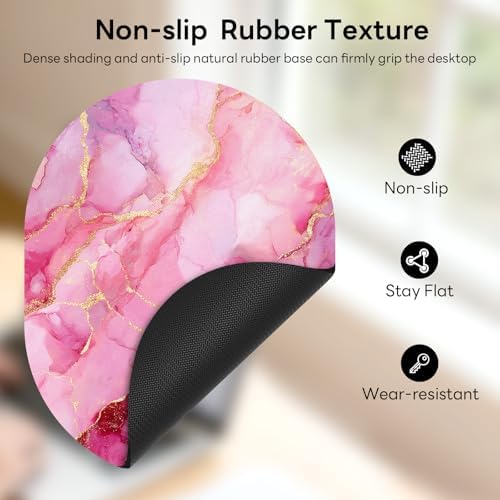 Oval Mouse Pad 6x8in Non-Slip for Laptop,Pink Marble