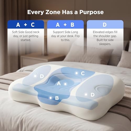 Bedsure Cervical Neck Pillow Ergonomic Pillow with Double - Sided Design