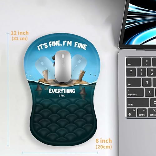 Ergonomic Mouse Pad Wrist Support with Massage Design,Funny Dog Wrist Rest Pain Relief Mousepad with Memory Foam,Mousepad for Wireless Mouse