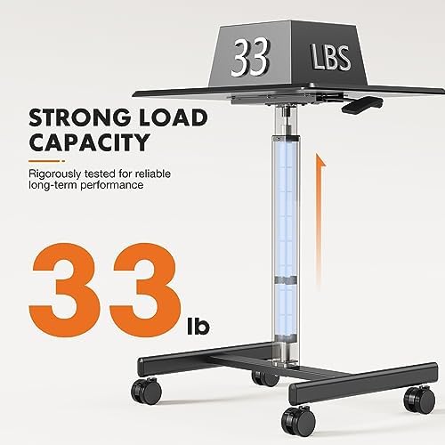 Sweetcrispy Mobile Rolling Desk, Small Standing Desk with Wheels