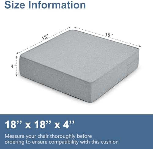 Shinnwa Gel Memory Foam Recliner Cushion for Elderly, Extra Large Seat Cushion, Dual-Layer Foam Chair Pad for Couch, Armchair, Wicker Chairs, Floor, 18 × 18 × 4in, Light Gray