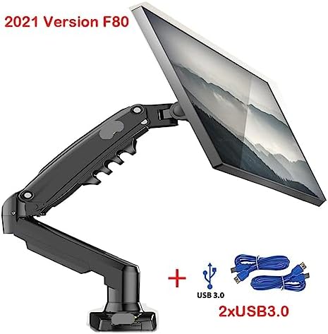 F80 Gas Spring 17-30 Inch Desktop LED LCD Monitor Mount Holder Arm Ergonomic Gas Strut Flexi Mount Load 2~9kgs (No USB)