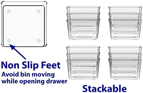 Simple Houseware Clear Desk Drawer Organizer, 3.25"x 3.25", 12 Packs