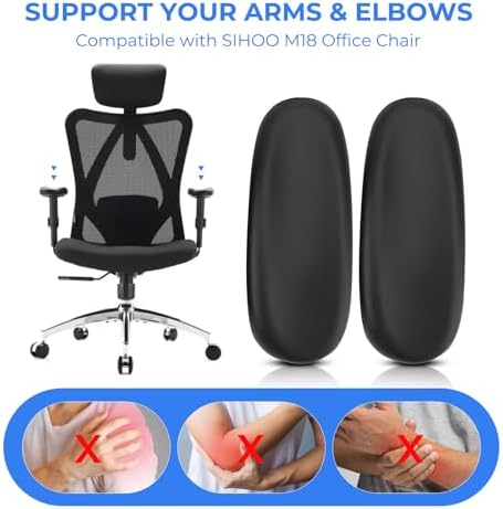 Armrest Pads Replacement for Sihoo M18 Chair -Ergonomic Chair armrest Parts, arm Pads caps for SIHOO M18 Chair,Black