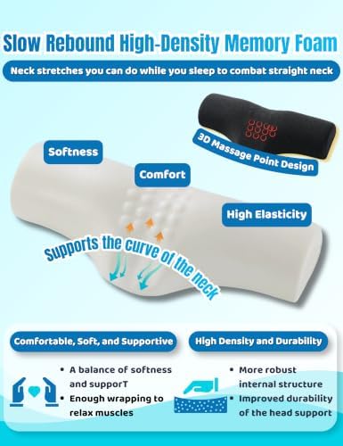 Cervical Neck Roll Pillow for Neck Pain Relief Sleeping-Ergonomic Support