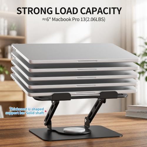 SOUNDANCE 360 Rotating Laptop Stand, Adjustable Riser,10-17", Black