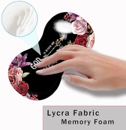 Mouse Pad with Wrist Support + Desk Mat + Coaster 3 in 1 Set, XL Large Gaming Mousepad Ergonomic Mouse Pads for Desk Computer Laptop Office,Flower Bible Verse Psalm 46-5