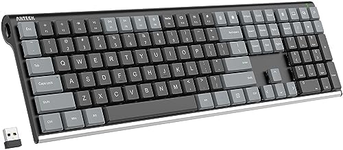 Arteck Mechanical 2.4G USB Wireless Keyboard, Tacktile Brown Switches Gray