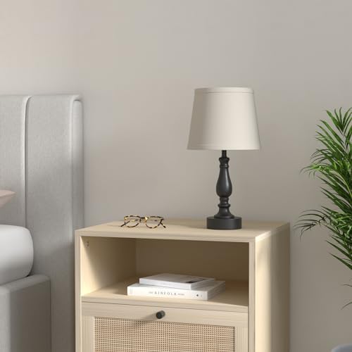 EJIAXIN Lamps for Bedroom Set of 2,Touch Bedside Table Lamp with USB C+A Ports,Dimmable Nightstand Lamps with Round Fabric Linen Lampshade for Living Room Reading Bed Side End Table,Bulbs Included
