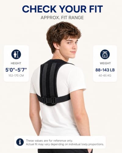 Teen Boys' Back Brace Posture Corrector, Wide Adjustable Straps