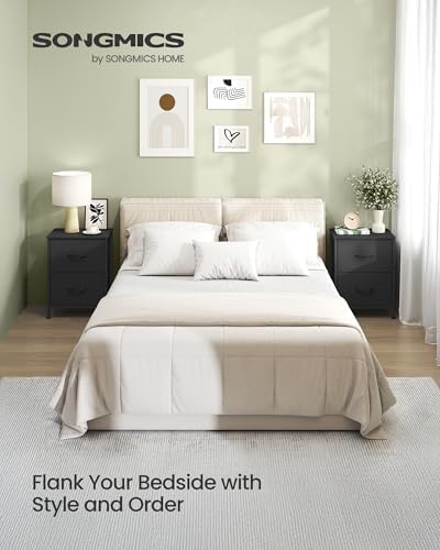 SONGMICS Nightstand with 2 Fabric Drawers, Bedside Table, Side End Table