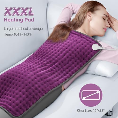 17"x33" Heating Pad for Back Pain Relief, Extra Large Electric Heated Pads