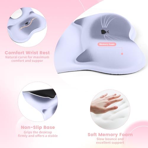 Ergonomic Mouse Pad with Wrist Rest,Cute Memory Foam Mousepad Wrist Support