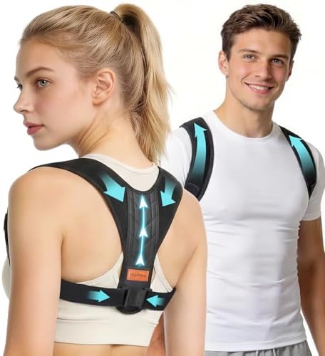Posture Corrector for Men and Women Adjustable Back Brace Comfortable & Breathable Posture Corrector for Back & Shoulder Invisible Back Support Straightener Pain Relief Back Brace for Women (Large)
