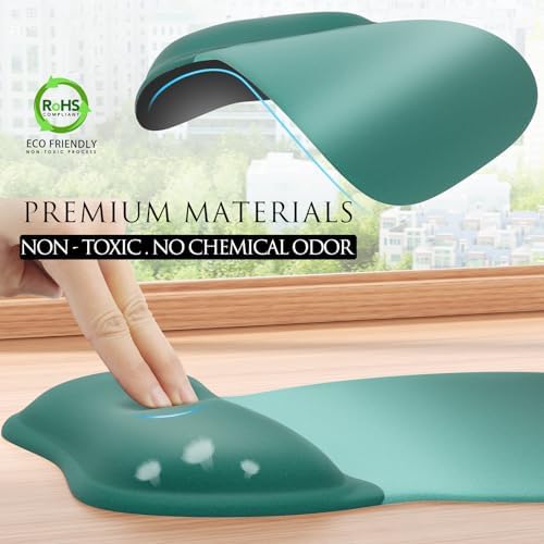 MROCO Ergonomic Mouse Pad with Gel Wrist Rest, 9.4 x 8.1 in, Green Gradient