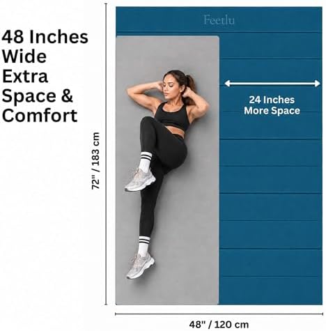 Extra Wide & Large Foldable Yoga Mat, 72" x 48", 6mm/8mm Thick