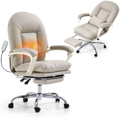 EMIAH Heated and Massage Office Chair with Foot Rest Reclining, PU Leather