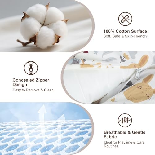 Infant Lounger Cushion for Supervised Playtime, Soft Breathable Cotton Support Pad for Tummy Practice, Relaxation and Everyday Care