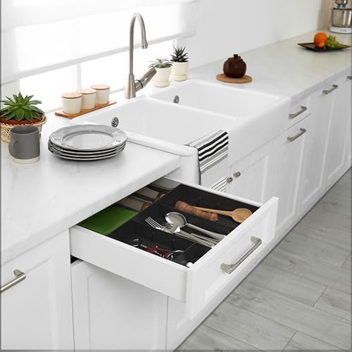 Simple Houseware Drawer Organizer Tray, 9 Compartments, 2-Pack, Black