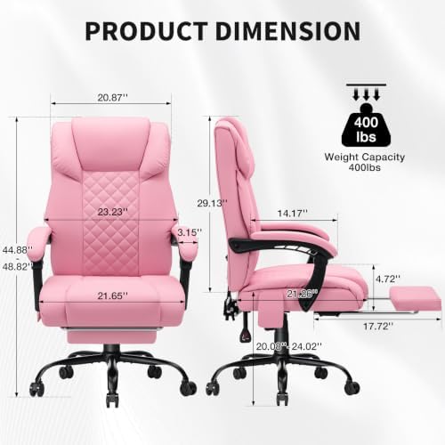 HOFFREE Massage Office Chair with Heat 7 Points Vibration(Light Pink)