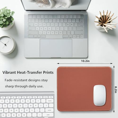 Brown Office/Gaming Mouse Pad, 10.2 x 8.2 Inches Cute Stitched Desk Mat