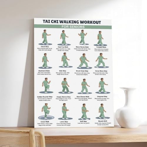 Printable Tai Chi Walking for Seniors Tai Chi Walking Chart Exercise Chart Canvas Poster Wall Art for Living Room Bedroom Decor Unframe 16x24inch